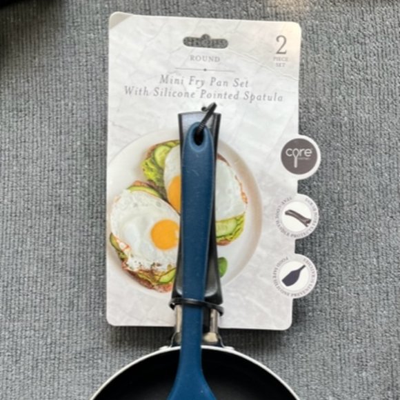Core Kitchen Mini Fry Pan Set with Silicone Pointed Spatula - Dark Blue - NWT - Picture 3 of 4